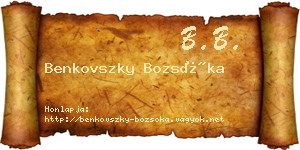 Benkovszky Bozsóka névjegykártya